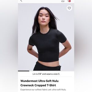 lululemon athletica Black Nulu Crewneck Cropped T-Shirt